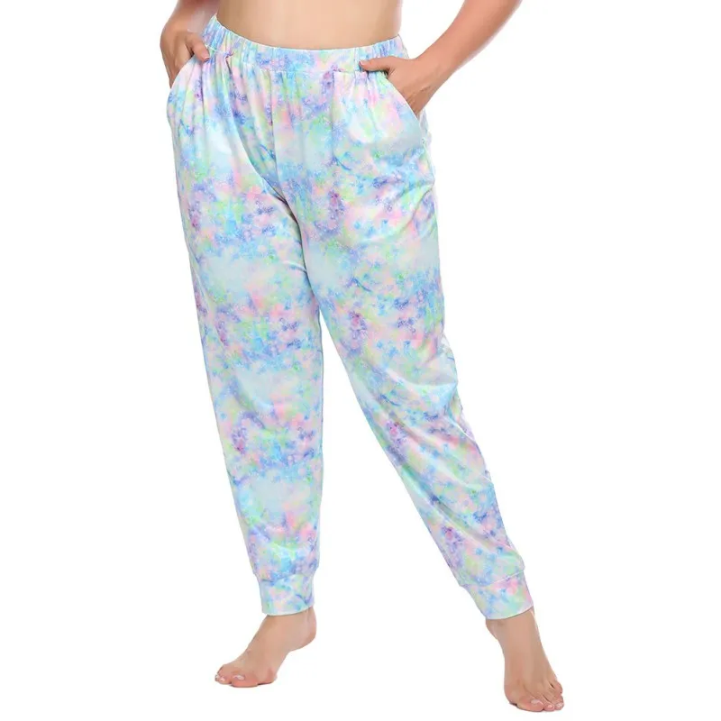 

Штаны женские мягкие дышащие, с принтом тай-дай, большого размера