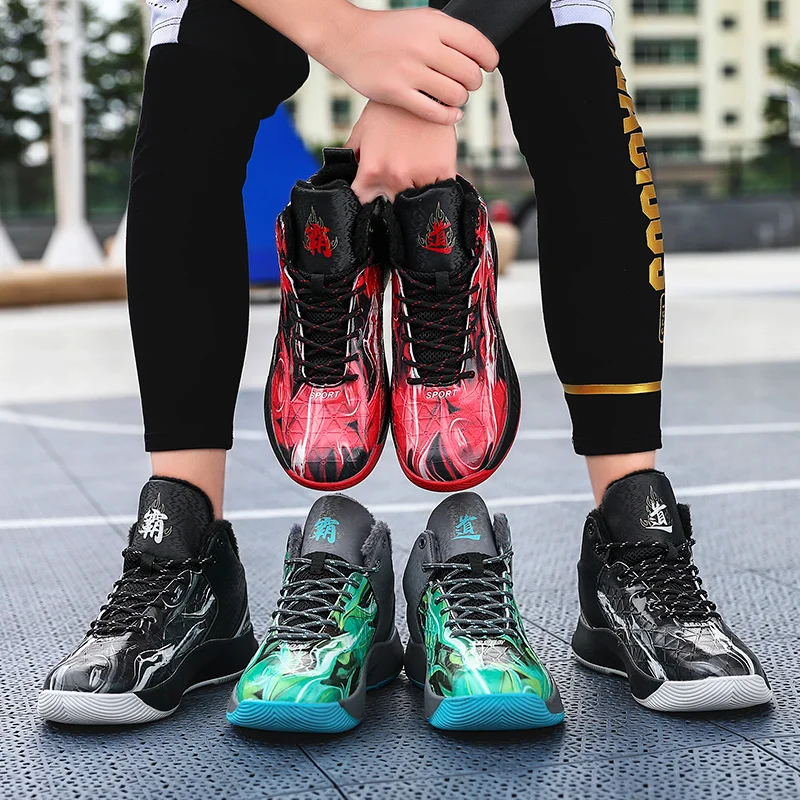 Зимняя обувь с высоким берцем и бархатом теплая хлопковая для