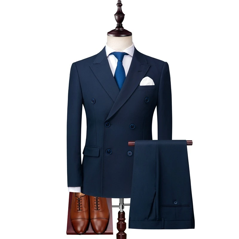 

Suits men's double-breasted suit men's suit 3-piece set blazer + pants + vest men's business casual formal suit terno masculino
