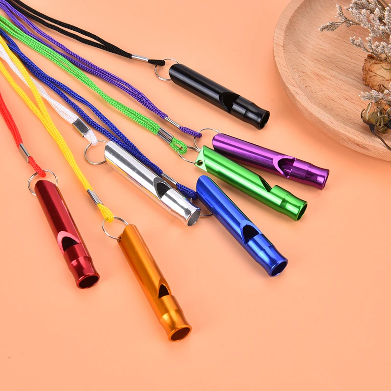 

1pc Whistle Outdoor Survival Whistle Lifeguard Whistle Referee Whistle With Rope Aluminum Alloy Children's Whistle