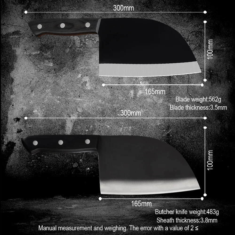 XYj Handmade Forged Chef Butcher Knife Sheath Chopping Sharpening Stone Kitchen Cooking Outdoor Survival Camping Hiking | Дом и сад