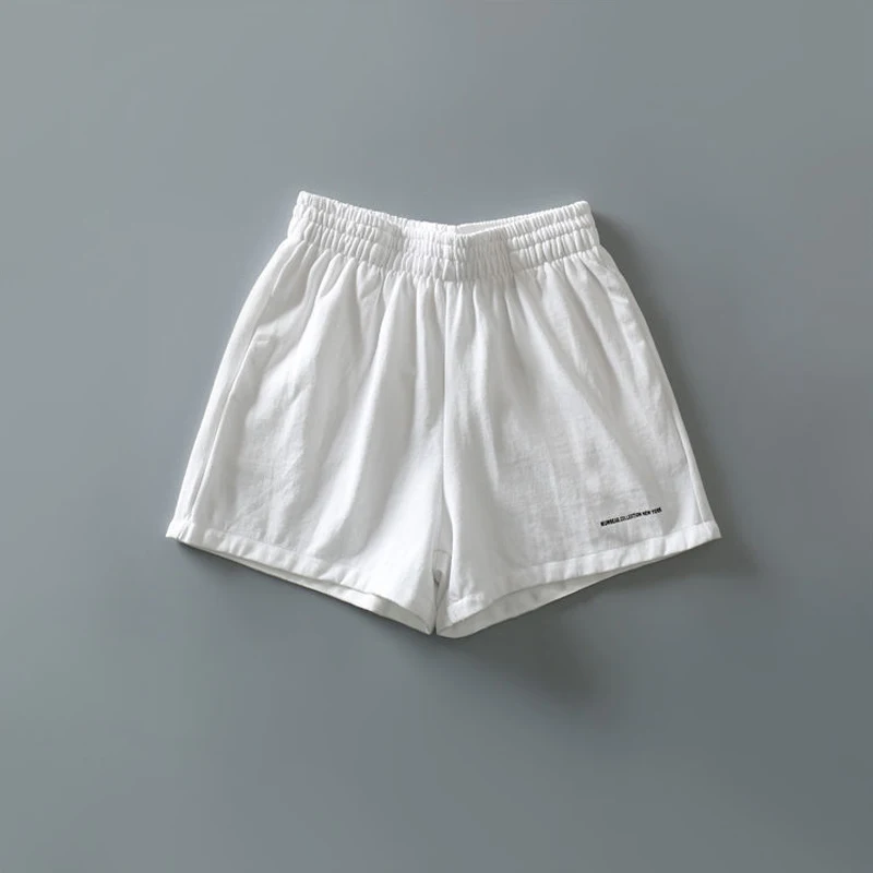 Шорты женские свободные в Корейском стиле с завышенной талией и надписью |