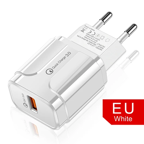 EU White YKZ USB зарядное устройство, зарядное устройство для мобильного телефона 18 Вт QC3.0 Быстрая зарядка EU US настенное зарядное устройство для iPhone samsung Xiaomi huawei телефонный адаптер - Тип штекера: EU White