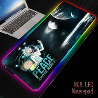 mrgbest anime morty rgb gaming large mousepad led lighting usb keyboard colorful desk pad rick mice mat for laptop desktop