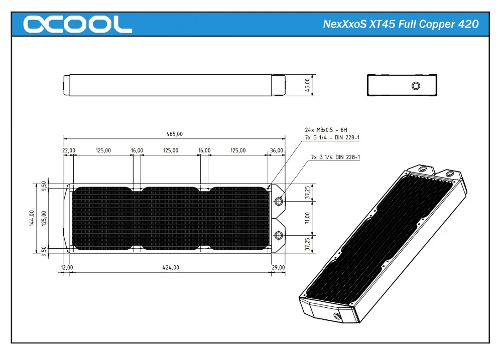Alphacool XT45 медный радиатор 140 мм, 280 мм, 420 мм, 560 мм, 45 мм толстый радиатор водяного охлаждения компьютера cooler master для 14 см вентилятора