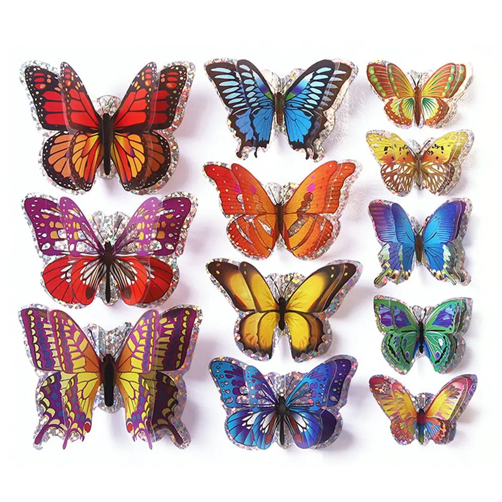 Настенные наклейки Креативные 3D стерео цветные с имитацией бабочек для спальни