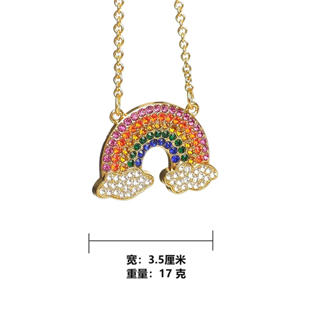 

New Rainbow Necklace Color Micro pave Zircon Ice Out women Fashion Necklace Pendant Jewelry Gift
