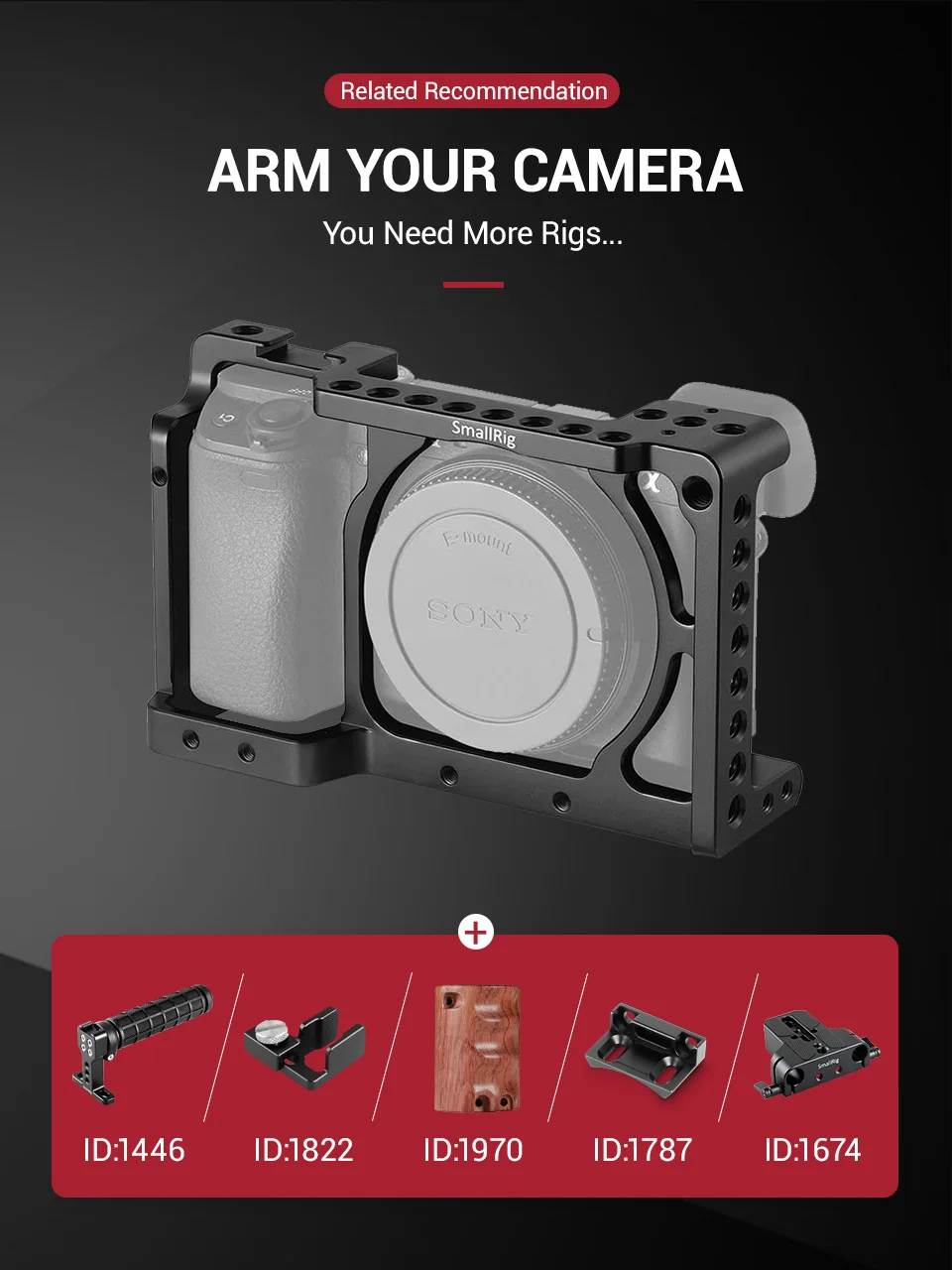Клетка для камеры SmallRig для sony A6000/A6300/A6500 ILCE-6000/ILCE-6300/A6500/Nex-7 клетка из алюминиевого сплава для крепления штатива монитор-1661