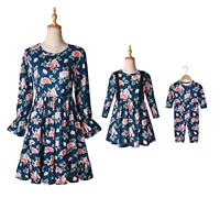 family set spring mother daughter matching dresses flower print mom mum baby mommy and me clothes long sleeve women girls dress