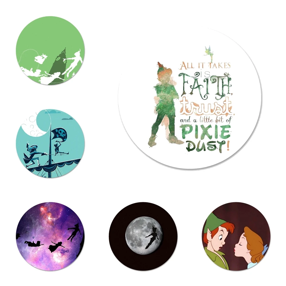 Peter Pan Icons Pins Badge Decoration Brooches Metal Badges For Backpack Decoration