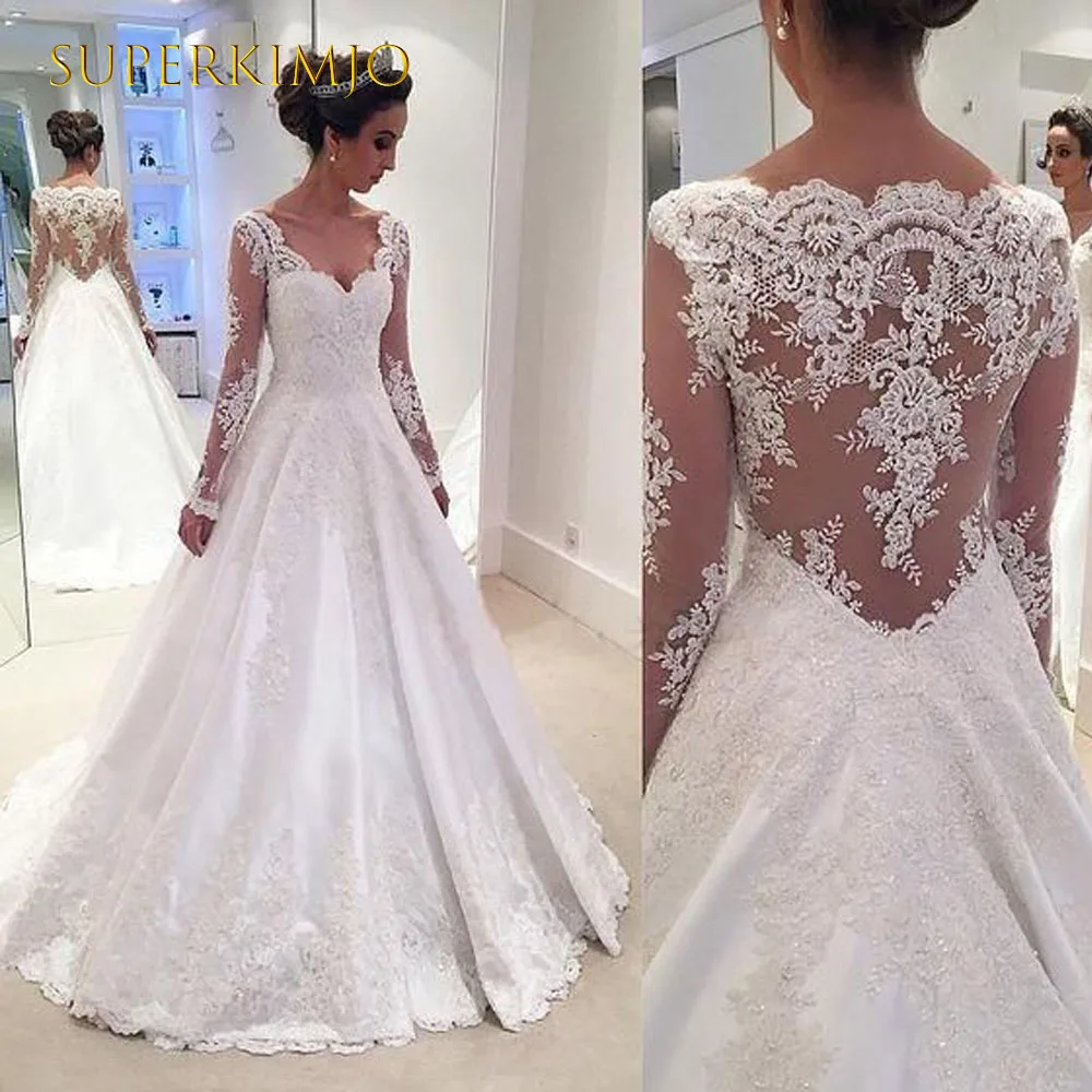 

Женское свадебное платье SuperKimJo, белое кружевное платье с аппликацией, элегантное платье невесты