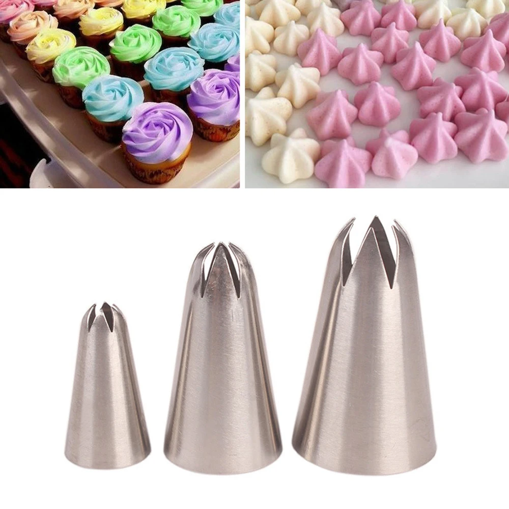 

1/3pcs/set Cake Tips Cream Decoration Icing Piping Pastry Stainless Steel Nozzles Cupcake Decorating Bakeware Tool