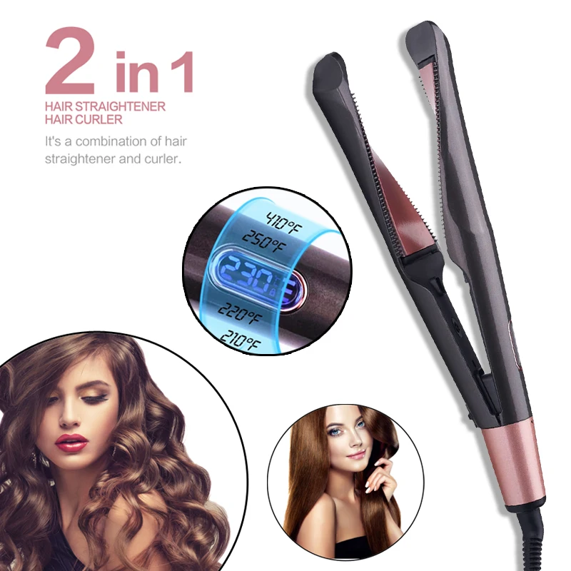 

2 In 1 Straightening&Curling Wavy Hair Ceramic Coated Plate Iron Hairstyle Tool Professional Twisted Flat Iron Hair Straightener