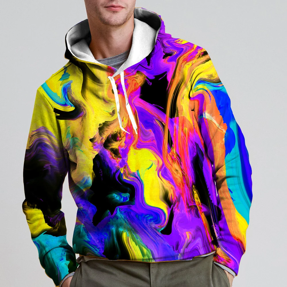 

Мужские худи с радужной текстурой с капюшоном, психоделическая графическая одежда, топы в стиле Харадзюку, топы с 3D-принтом