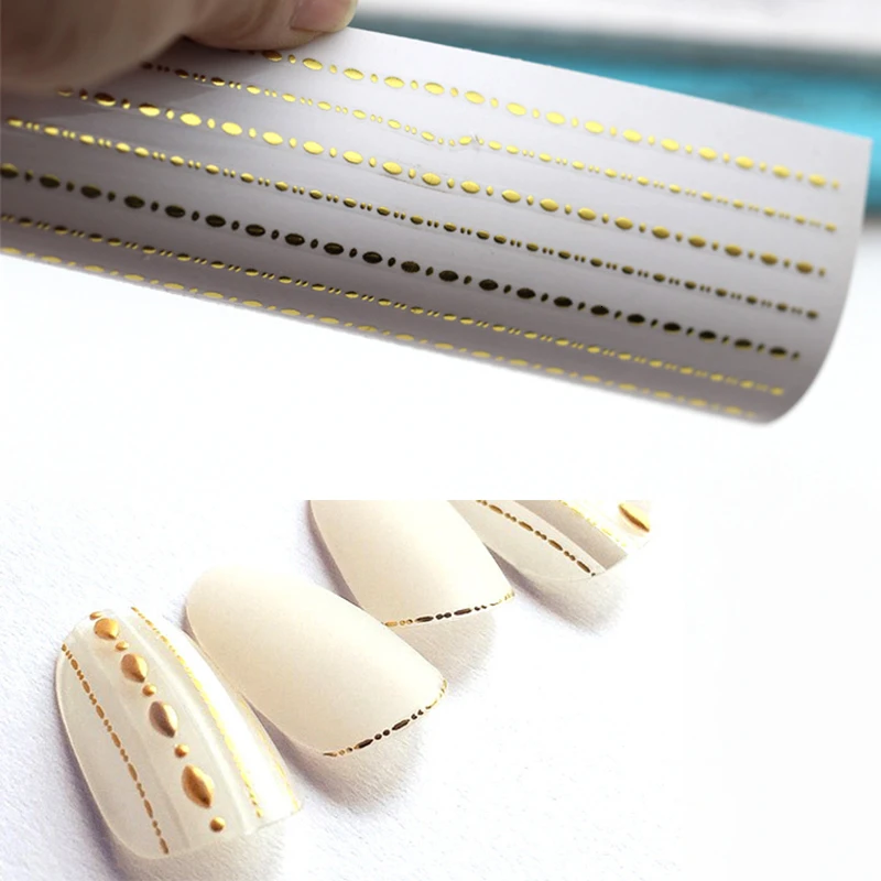 

1 Sheet Gold Silver 3D Nail Sticker Curve Stripe Narrow Lines Adhesive Striping Tape Manicure Nail Art Sticker Decoration