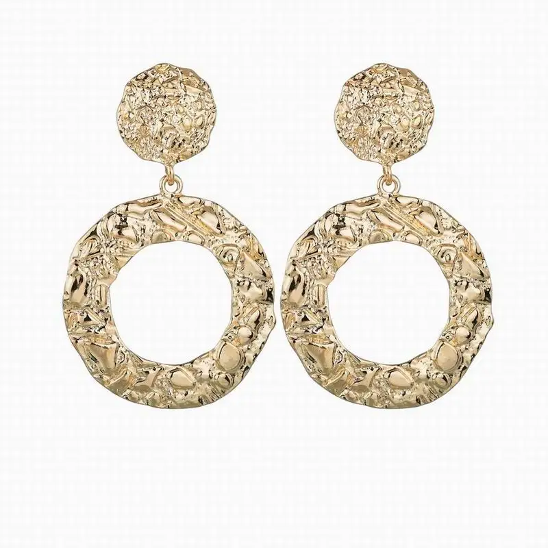 

Exaggerated Big Circle Drop Earrings for Women Golden Hollow Concave Convex Texture Eardrop Fashion 2019 Women Earring Jewelry