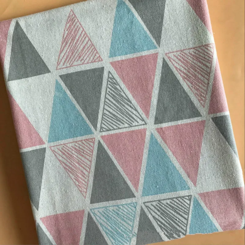 Plaid Series Geometric Patterns Printed Cotton Linen Fabric DIY Sewing Linen Cotton Fabric Canvas Material Tablecloth Pillowcase