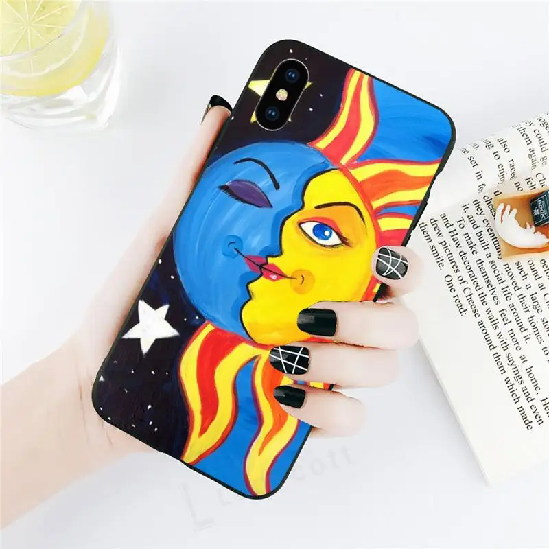 

Funny Sun Moon Face Phone Case for iPhone 11 12 pro XS MAX 8 7 6 6S Plus X 5S SE 2020 XR
