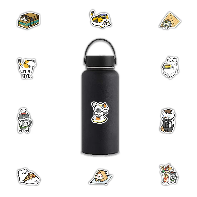 50 шт./пакет японская Канцелярия Стикеры s милый кот липкий Бумага Kawaii ПВХ