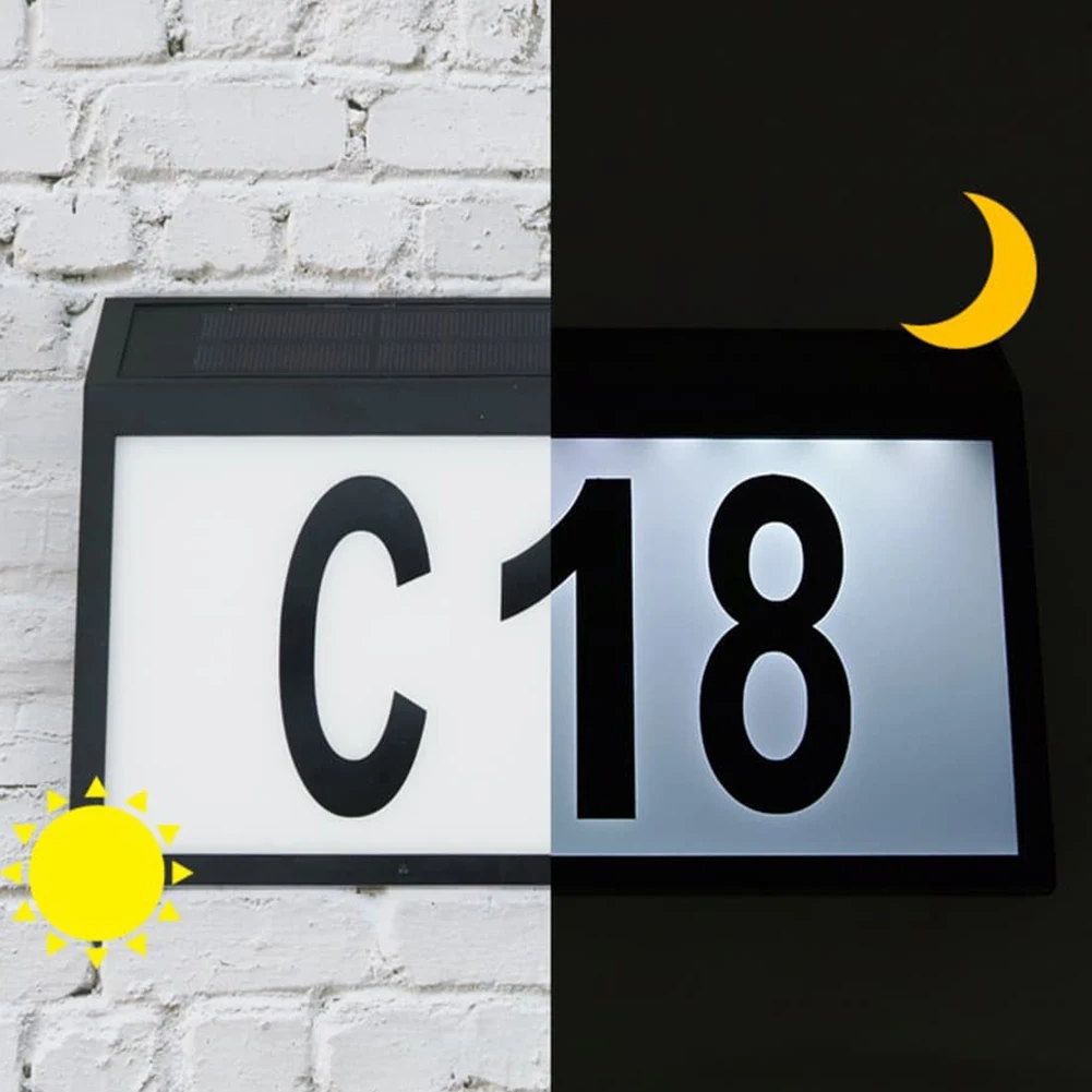 

Solar Power Led House Number Light Wall-Mounted Digital Address Display Lamp Dust-Proof Street Sign Outdoor Hanging Wall Light
