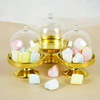 48pcs gold candy box plastic clear wedding gift boxes for guests tray modeling dessert mini stand party favors candy holders