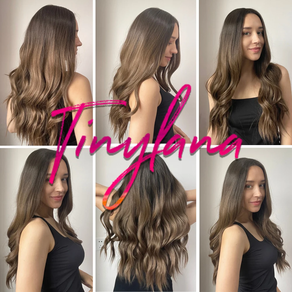 TINY LANA Long Wavy Wigs Ombre Honey Brown Lace Front Middle Part Synthetic Hair For Afro Black Woman Heat Resistant Fiber | Шиньоны и