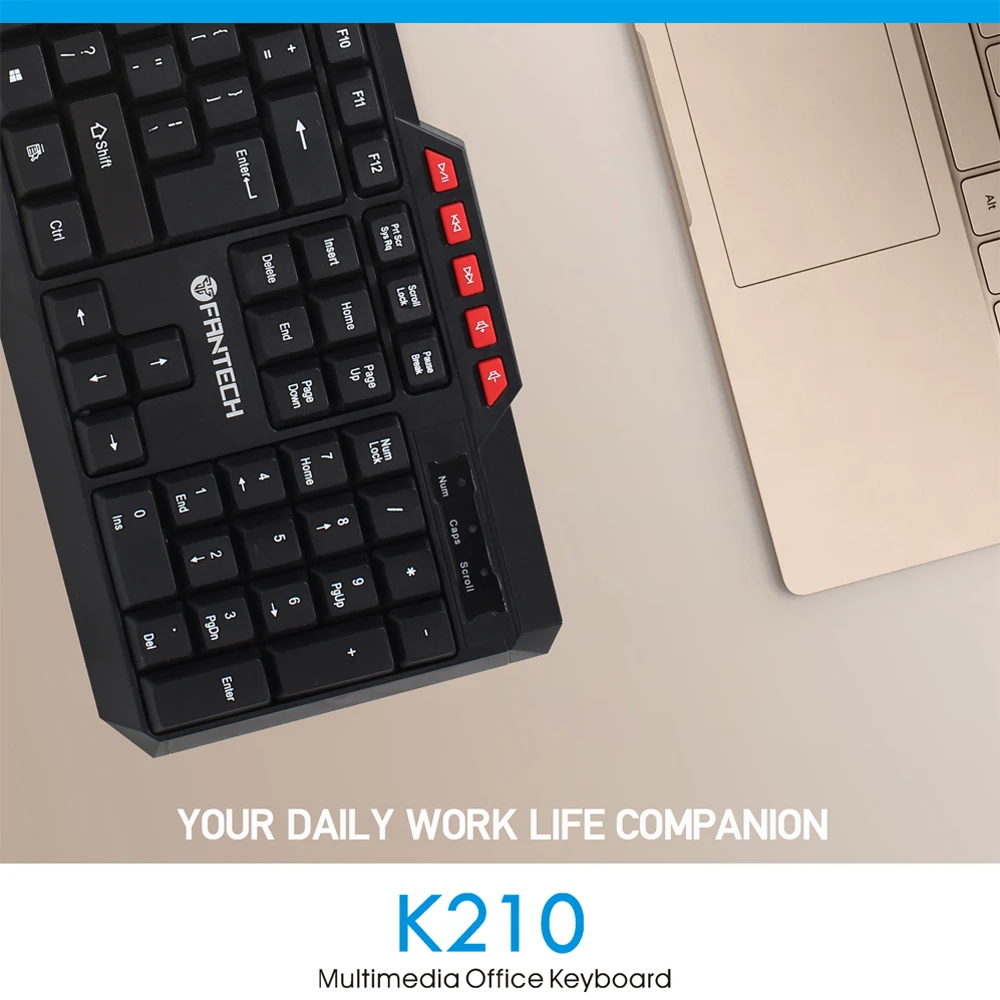 Fantech K210 многофункциональная клавиатура 114 ключей английская проводная USB Keybord для ежедневного использования офисный Keybord