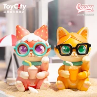 cute anime figure gift surprise box original cassy cathy cat street drink series blind box toys model confirm style