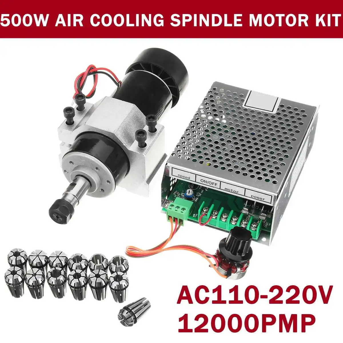 110 V-220 V 500W мотор шпинделя воздушного охлаждения гравировальный станок маршрутизатор+ 52 мм зажимы+ регулятор скорости ER11 источник питания фрезерный станок с ЧПУ