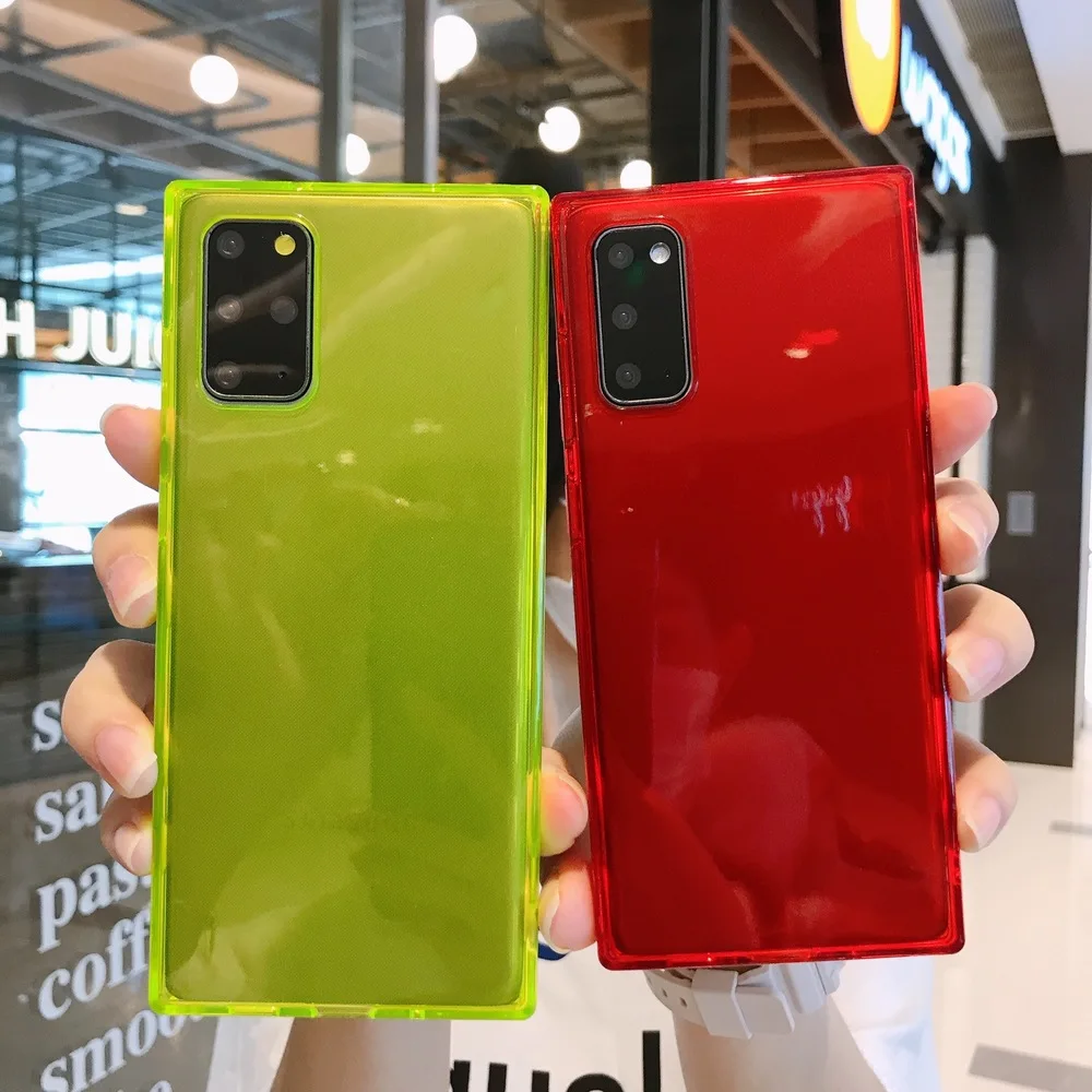 Блестящий квадратный чехол для телефона Samsung Galaxy S20 Plus мягкий из ТПУ S10 S9 S8 A10 A20 A50 A51