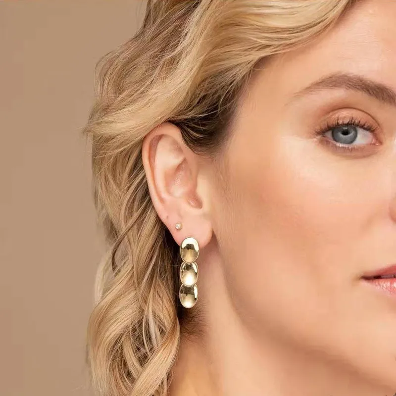 

New multi-disc long titanium steel earrings ins minimalist style accessories earrings earrings