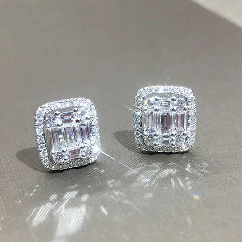 Серьги-гвоздики ZSHANSGL серебряные с муассанитами