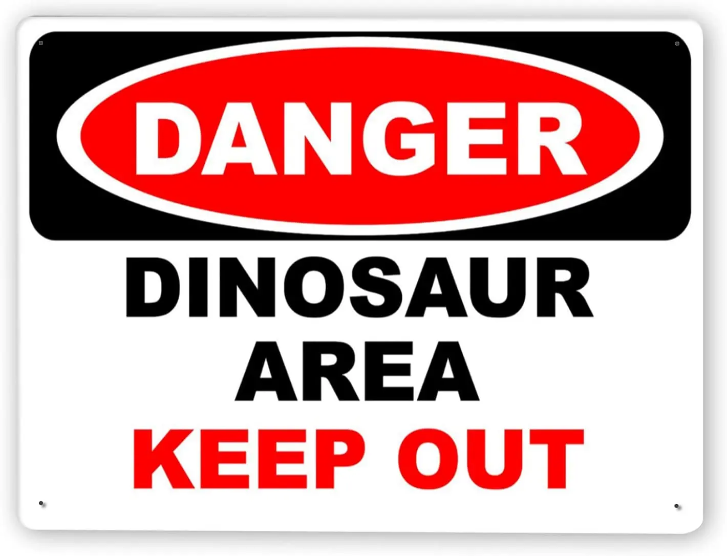 

7503 Warning Sign,Danger Dinosaur Area Keep Out Novelty Sign,Tin Aluminum Metal Decor Painting Traffic Warning Sign 8x12 Inch