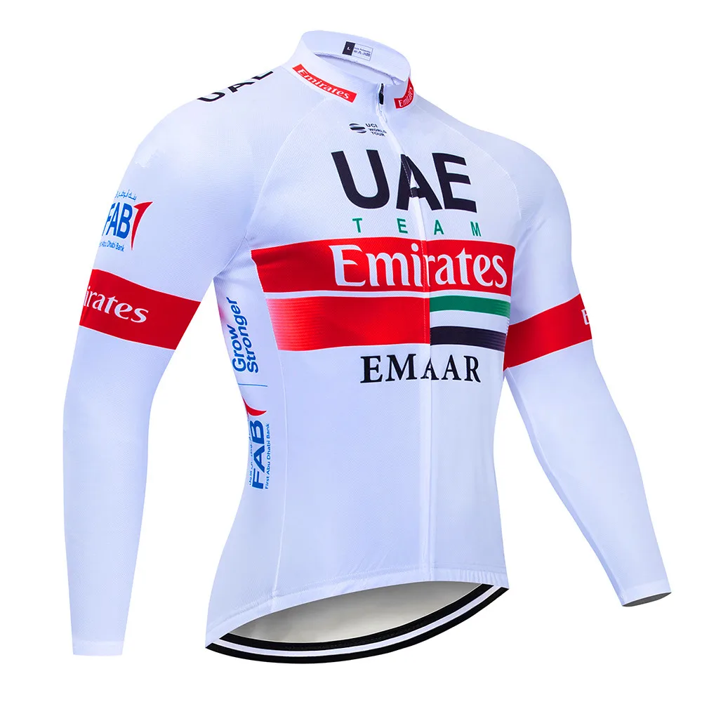Long sleeve Велосипедная майка 2019UAE Pro Team, одежда для велоспорта, мужская летняя майка с коротким рукавом, одежда для велоспорта, Триатлон, нагрудник, шорты, костюм - Color: Long sleeve
