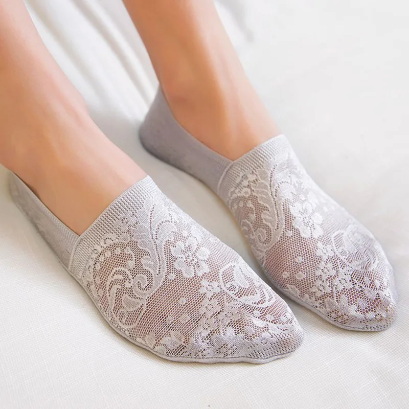 

pares de moda feminina meninas vmeias estilo rendas flor curto antiderrapante invisvel tornozelo meias chinelos