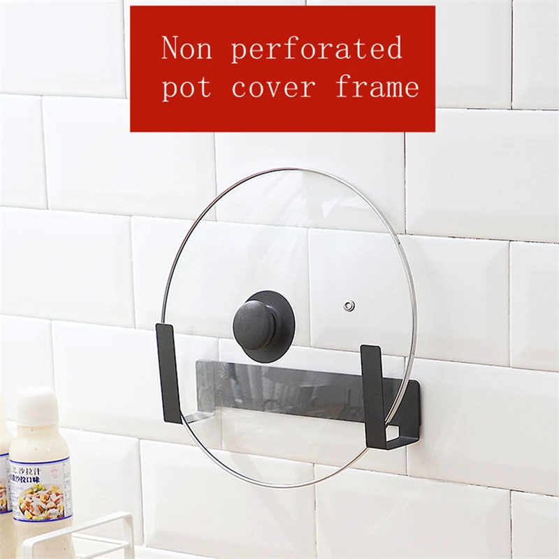 

Kitchen Wall Hanging Carbon Steel Pot Cover Rack Non Perforated Pot Cover Storage Rack Kitchen Board Chopping Board Storage Rack