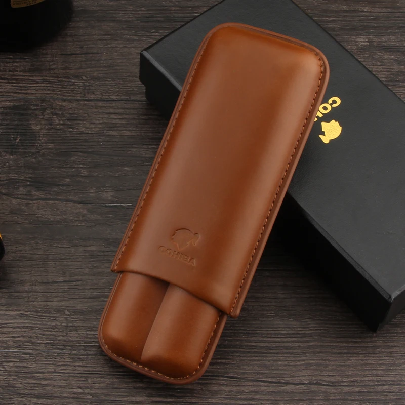 Чехол для сигары COHIBA кожаный чехол с 2 трубками портативные аксессуары сигар