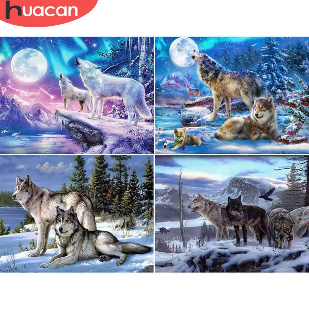HUACAN Diamond Paintnig Wolf полное квадратное сверло украшение для дома Алмазная вышивка