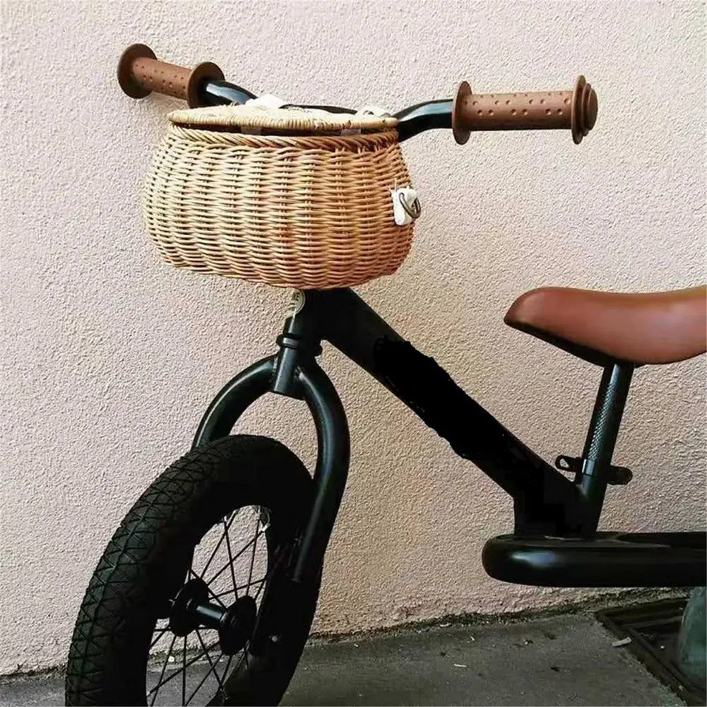 Small Back Basket Children Bicycle Baskets Handmade Rattan Toy Child Bicycle Mount Baskets Weaving Wicker Small Back Basket