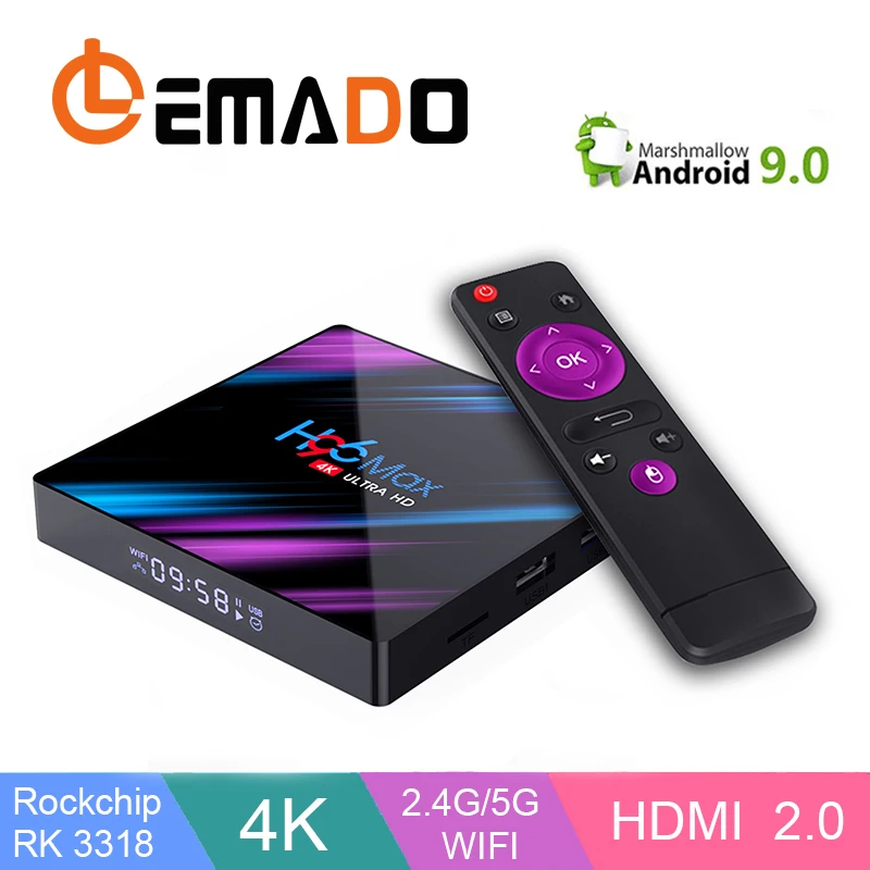 LEMADO H96 Max Tv-box 4K Android 9,0 Rk3318 Wifi Netflix магазин Google-play 64 Гб USB3.0 H.265 Rockchip