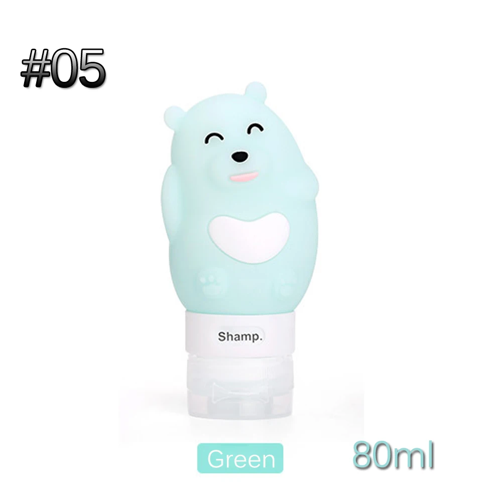 Type2-80ml green 60/80/90 мл Портативный милые многоразового Путешествия силиконовый пустые бутылки шампуня для геля и лосьона для душа суб-розлива трубка Squeeze контейнер - Цвет: Type2-80ml green