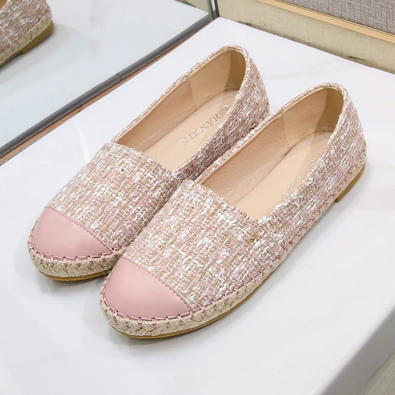 

Round Toe Tweed Espadrille Slip on Shoes for Women Comfortable Flats Shoes Female Shoes Choussure Femme Sapatos Femininos QN4