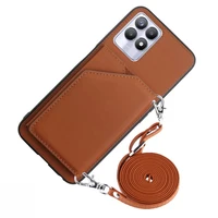 strap card case for oppo find x5 lite realme 8i 8 x7 reno 6 pro plus a74 a93 a94 a52 wallet leather necklace crossbody cover