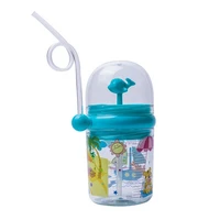 250ml kids bottle with lanyard universal easy to carry cartoon straw water bottle straw bottle for camping