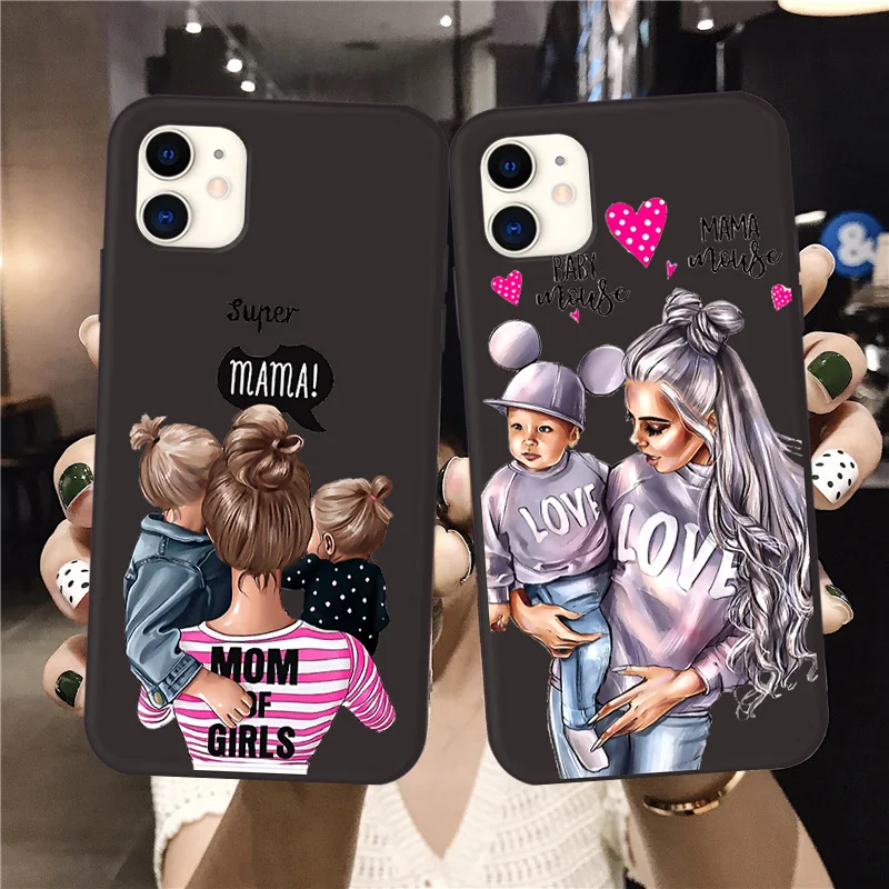 Модный чехол Funda Super Mom для iPhone X XS Max XR Baby Girl Iphone 12 11 Pro 6S 7 8 Plus SE2020 мягкий силиконовый