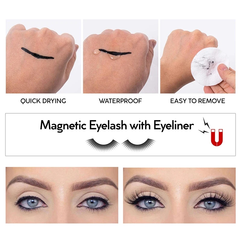 5pairs Magnetic Eyelash Magnetic Liquid Eyeliner Set False Eyelashes Waterproof Long Lasting Eyelash Extension Easy To Wear New