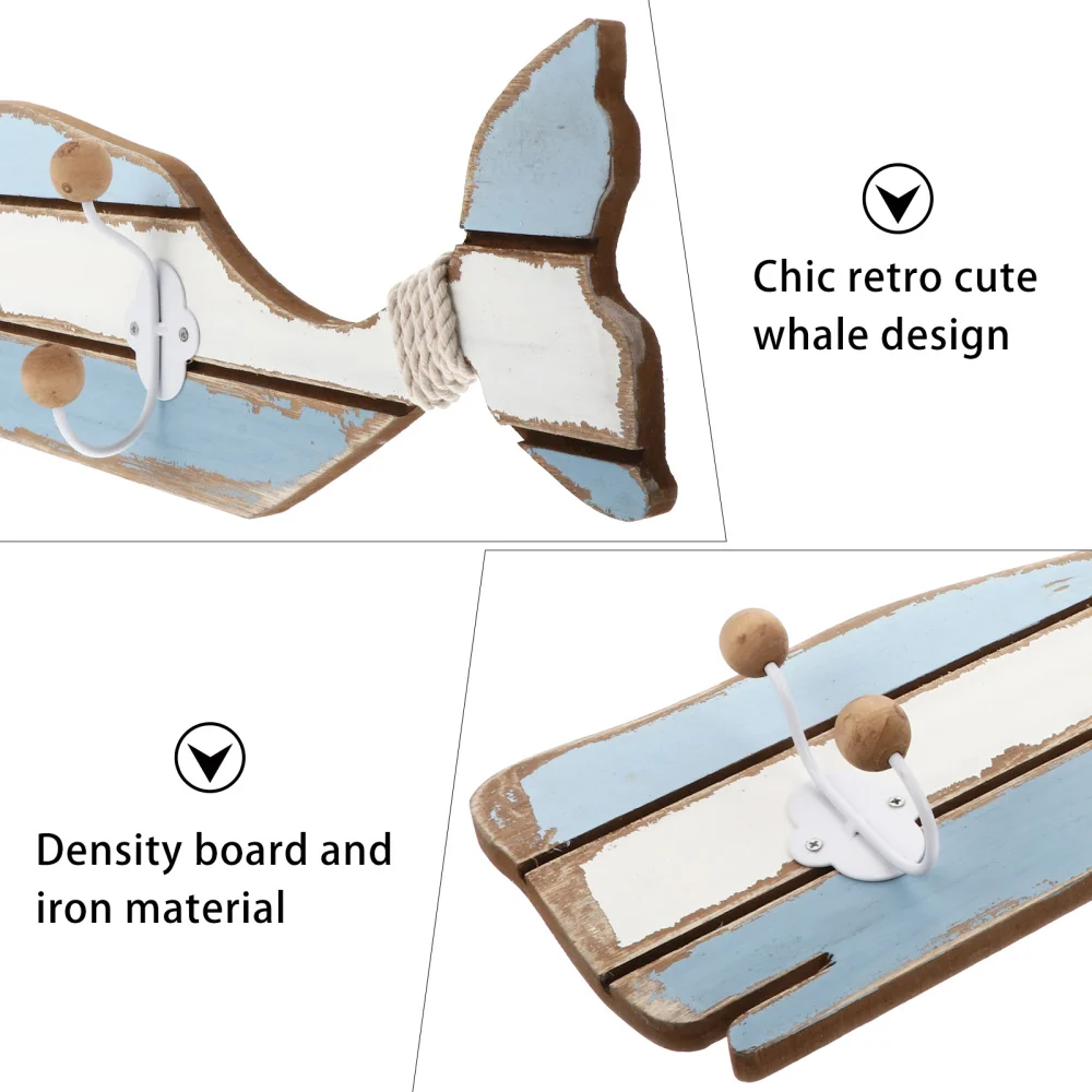 

Retro Whale Hanging Board Holder with Hook Wall Hook Storage Rack Key Hanger