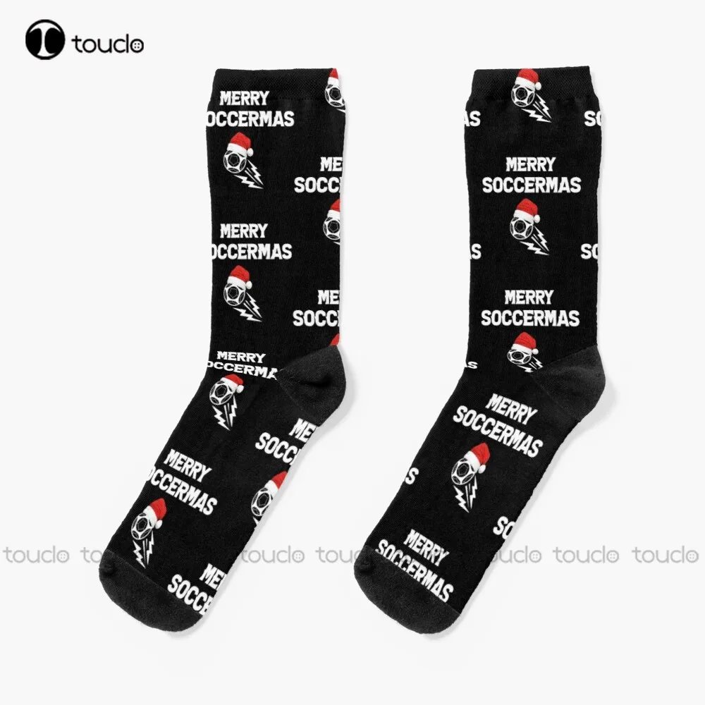 

Merry Soccermas Christmas Ted Lasso Funny Christmas Soccer Roy Kent Socks White Socks Mens Unisex Adult Teen Youth Socks Custom