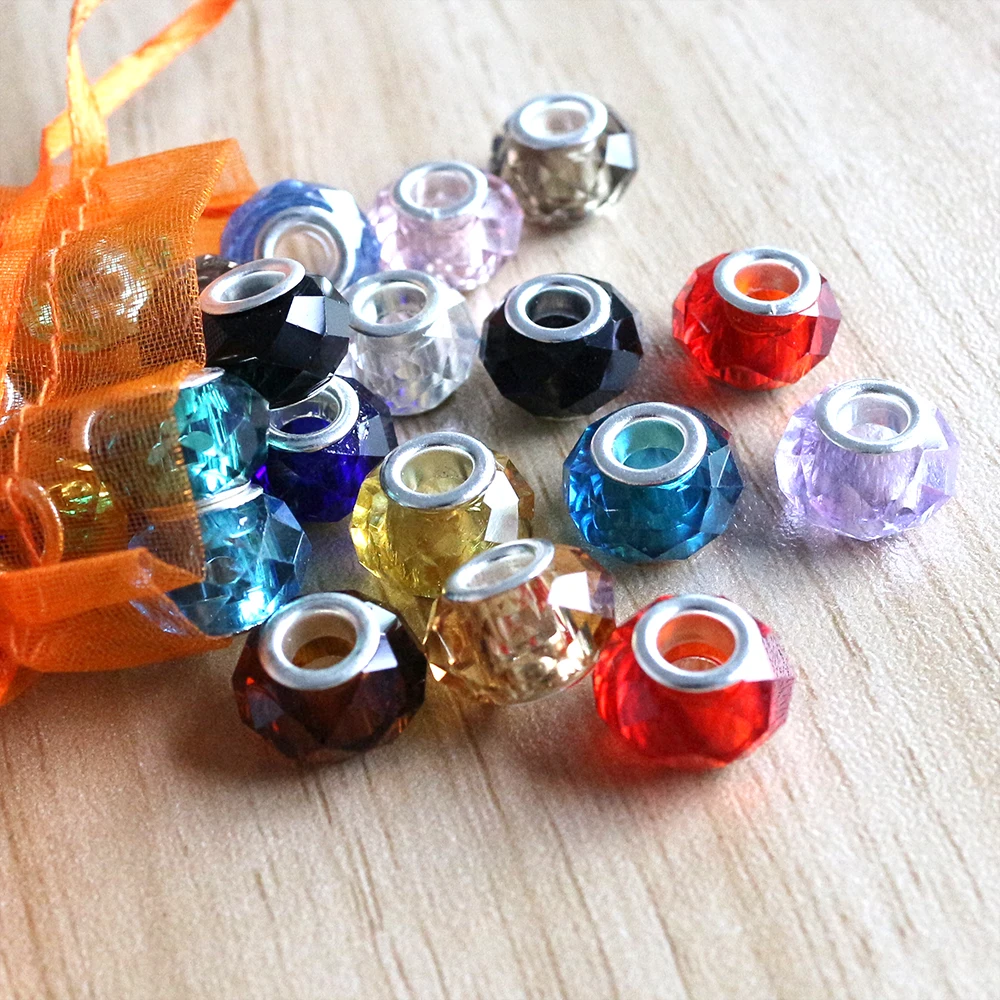 100 шт./лот оптовая продажа большое отверстие разделитель бисера 8*14 мм Хрустальное