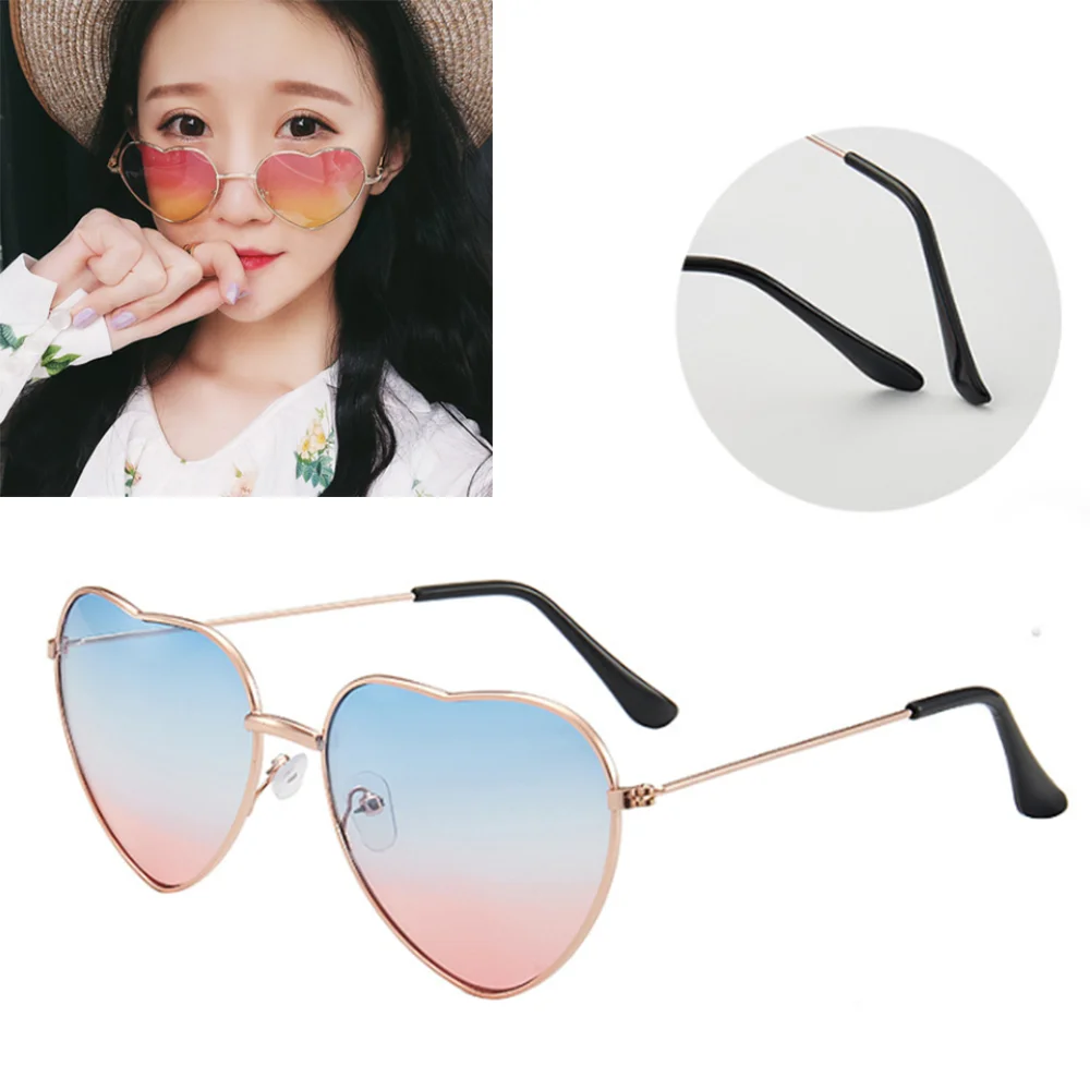 New Heart Shaped Windproof Sunglasses Hippy Boho Festival Style London Euro Design Women Sun Glasses Vintage Eyewear Metal Frame|Женские